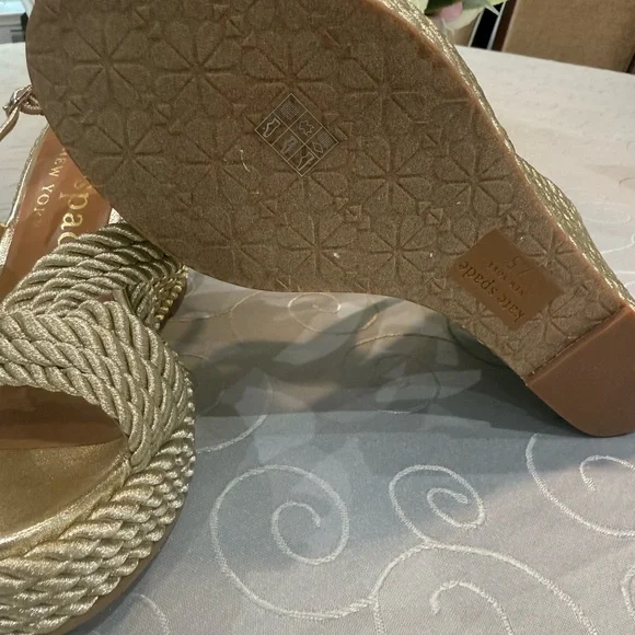 Kate Spade Gold Woven Wedges - Picture 6 of 8